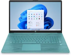 HP 17.3 Inch 17-cn0615ds FHD IPS Laptop Intel Celeron N4120 4GB DDR4 RAM 128GB SSD Intel UHD Graphics 600 Backlit Keyboard Wifi Bluetooth USB Type-C HDMI Windows 11 Home S Mode, Seafoam Teal (Renewed)