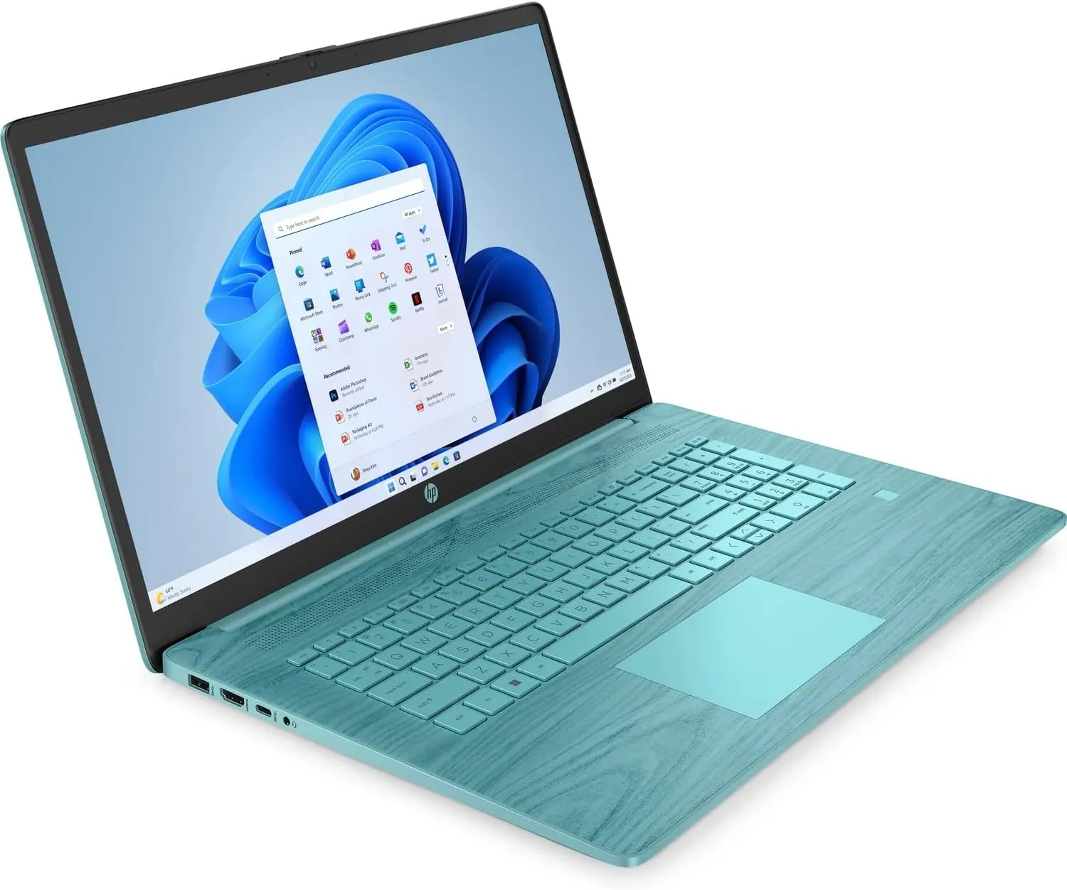 HP 17.3 Inch 17-cn0615ds FHD IPS Laptop Intel Celeron N4120 4GB DDR4 RAM 128GB SSD Intel UHD Graphics 600 Backlit Keyboard Wifi Bluetooth USB Type-C HDMI Windows 11 Home S Mode, Seafoam Teal (Renewed)