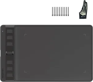 HUION Inspiroy 2 Small Drawing Tablet Black Digital Art Tablet Bundle with Skeleton Artist Glove