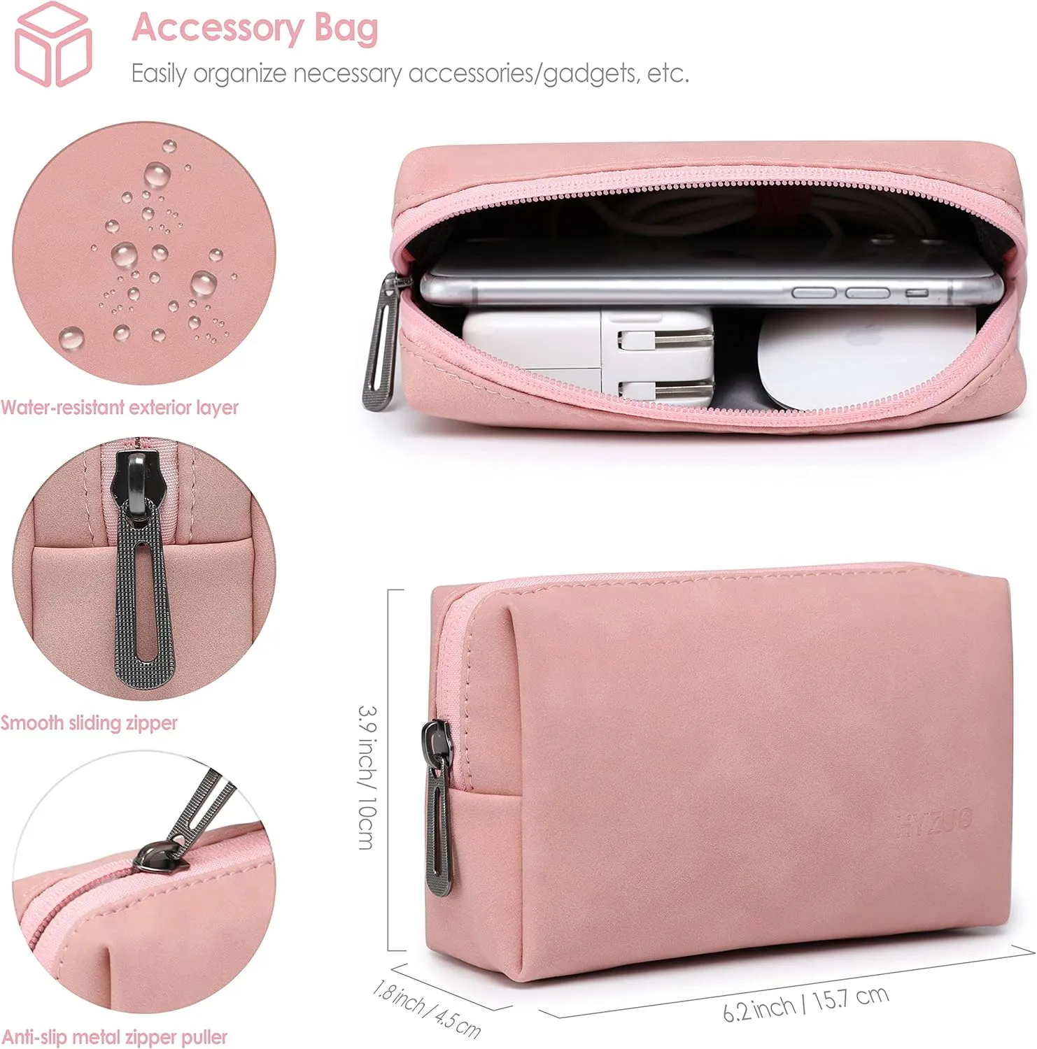 HYZUO 15-16 Inch Laptop Sleeve Compatible with MacBook Pro 16 M3/M2/M1 Pro/Max A2991 A2780 A2485 A2141 2024-2019, MacBook Pro 15 2012-2015, XPS 15, Faux Suede Leather Case with Small Bag, Pink