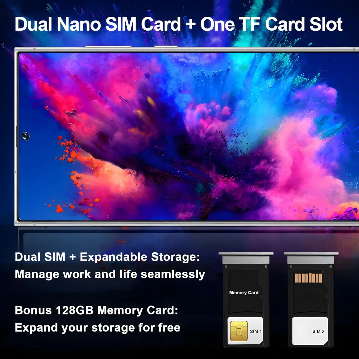 I24 Ultra Unlocked Cell Phones Smartphone Android 13 Phones 8 256GB/ Built-in Pen/ 6.8" HD Screen/ 6800mAh Battery/ 48MP 108MP Dual Camera/Dual SIM/Face ID/Fingerprint Lock (Blue 8 256)