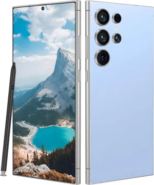 I24 Ultra Unlocked Cell Phones Smartphone Android 13 Phones 8 256GB/ Built-in Pen/ 6.8" HD Screen/ 6800mAh Battery/ 48MP 108MP Dual Camera/Dual SIM/Face ID/Fingerprint Lock (Blue 8 256)