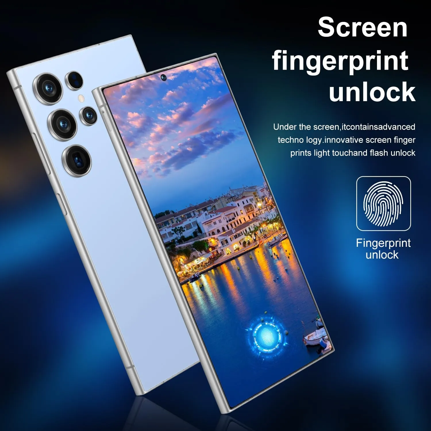 I25 Ultra Unlocked Phone,Android 14 12 512GB Smartphone,Built in Pen The Phone,Cell Phone Battery 7000mAh 6.99" HD Screen,Dual SIM/5G/Face ID/Fingerprint Lock/GPS (Blue, 12 512G)
