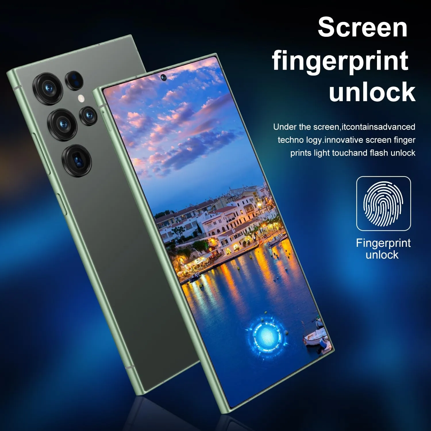 I25 Ultra Unlocked Phone,Android 14 12 512GB Smartphone,Built in Pen The Phone,Cell Phone Battery 7000mAh 6.99" HD Screen,Dual SIM/5G/Face ID/Fingerprint Lock/GPS (Green, 12 512G)