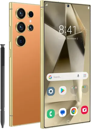I25 Ultra Unlocked Phone,Android 14 12 512GB Smartphone,Built in Pen The Phone,Cell Phone Battery 7000mAh 6.99" HD Screen,Dual SIM/5G/Face ID/Fingerprint Lock/GPS (Orange, 12 512G)