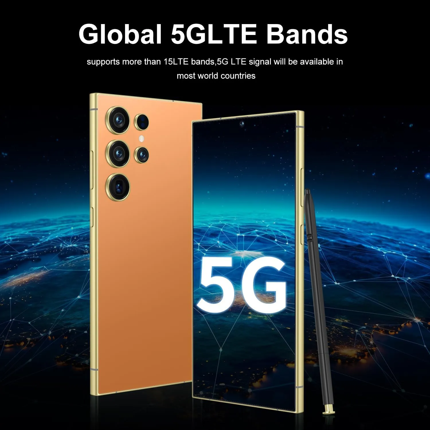 I25 Ultra Unlocked Phone,Android 14 12 512GB Smartphone,Built in Pen The Phone,Cell Phone Battery 7000mAh 6.99" HD Screen,Dual SIM/5G/Face ID/Fingerprint Lock/GPS (Orange, 12 512G)