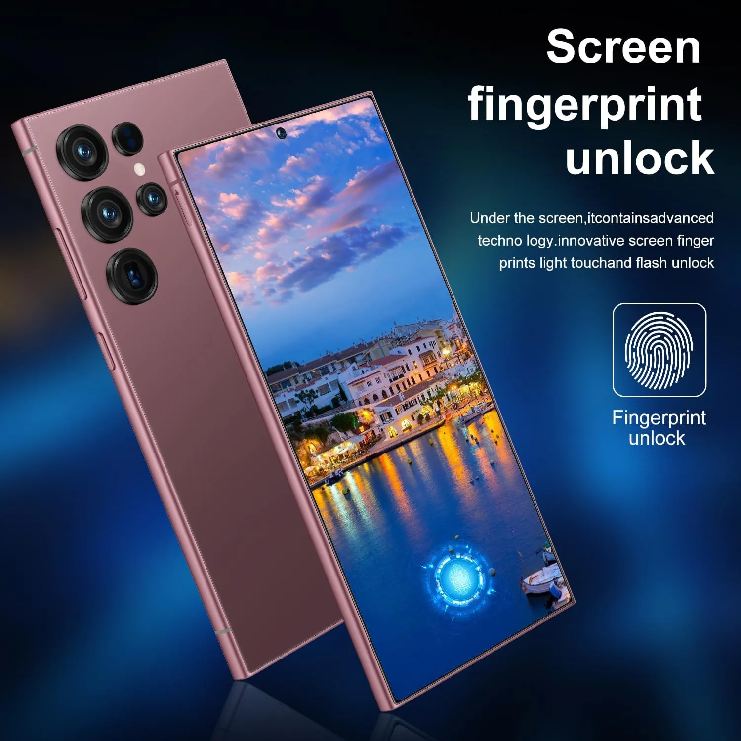 I25 Ultra Unlocked Phone,Android 14 12 512GB Smartphone,Built in Pen The Phone,Cell Phone Battery 7000mAh 6.99" HD Screen,Dual SIM/5G/Face ID/Fingerprint Lock/GPS (Rose Gold, 12 512G)