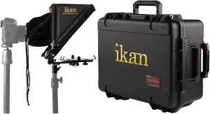 Ikan Elite Tablet Teleprompter for Light Stands w/Rolling Case, Supports Ipad, Android, and Windows Tablets, Foldable Glass Frame (PT-Elite-LS-TK) - Black