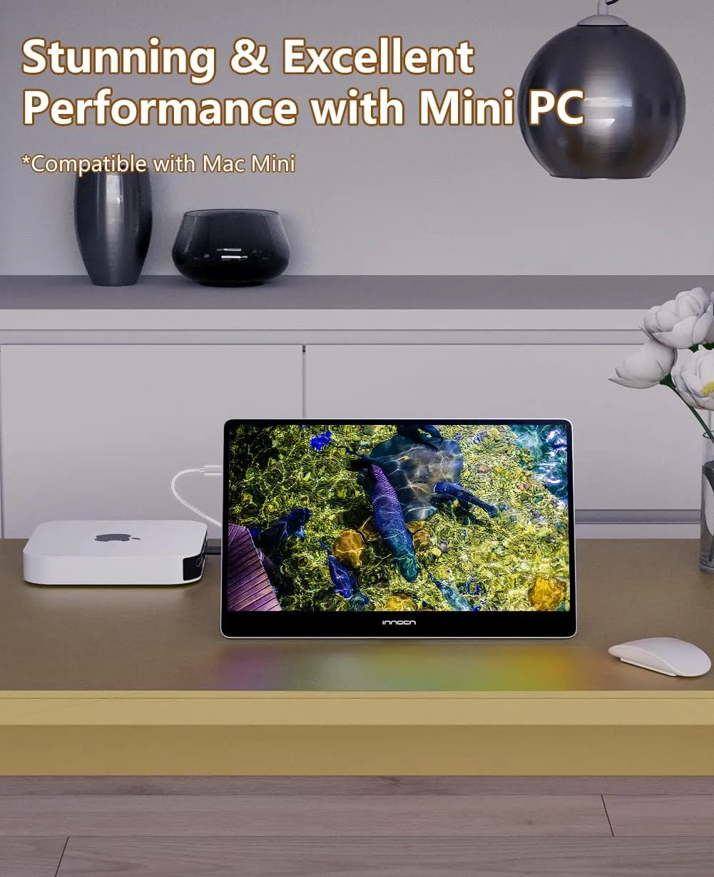 INNOCN 15.6 inch Portable Monitor 15A1F | OLED | 1080P FHD | USB C, HDMI | Laptop Monitor, Computer Display, Gaming Monitor | HDR, Detachable Stand, Speakers