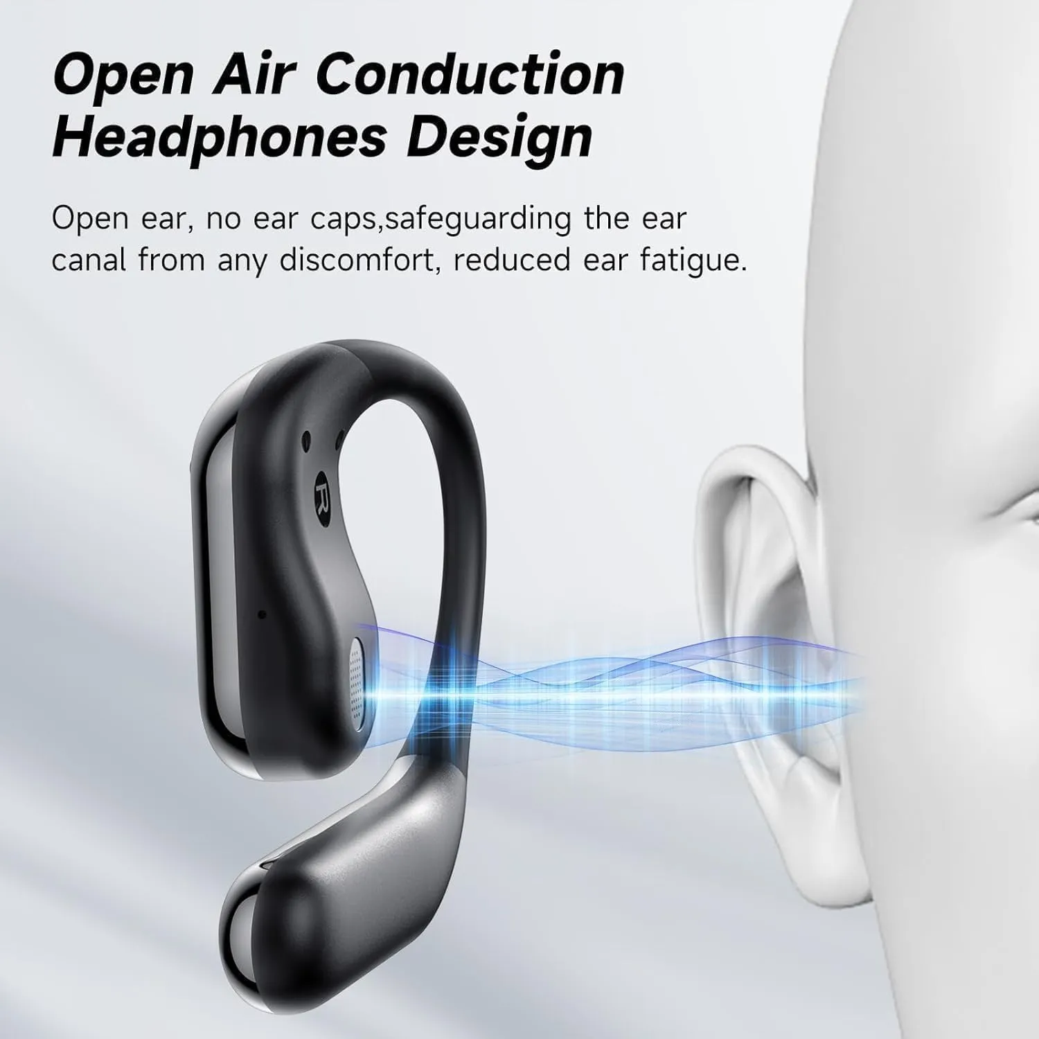 Intelligent Touch Screen Open Ear Earbuds Ultra Comfort Bluetooth 5.4 Bone Conduction Headphones Over The Earbuds with Ear Hooks IPX7 Waterproof for Running Fitness Sport Workouts,Grey7