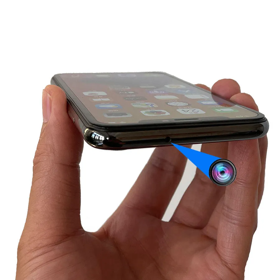 IPhone x Spy Camera con lente superiore perforata, schermo nero video, nero 256G Mega Storage