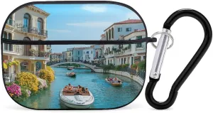 Italy Venetian Canals Earbud Case Bluetooth Headphone Case Full Protective Case with Keychain Compatible with Airpods Pro Black-Style