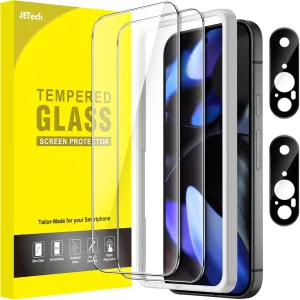 JETech Screen Protector for Google Pixel 9 with Camera Lens Protector, Easy Installation Tool, Fingerprint Compatible, Tempered Glass Film, HD Clear, 2-Pack Each