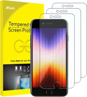 JETech Screen Protector for iPhone SE 3 (2022 3rd Edition) 4.7-Inch, Tempered Glass Film, 3-Pack