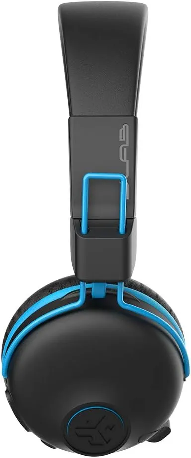 JLab JBuddies Play Gaming Wireless Kids Headset, Blue, 22  Hour Bluetooth 5 Playtime 60ms Super-Low Latency for Mobile Gameplay, Retractable Boom Mic, AUX Cord Compatible w/Gaming Consoles