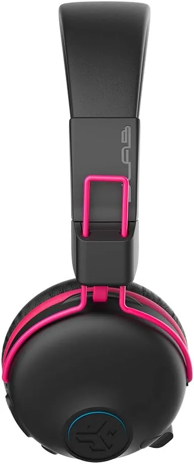 JLab JBuddies Play Gaming Wireless Kids Headset, Pink, 22  Hour Bluetooth 5 Playtime 60ms Super-Low Latency for Mobile Gameplay, Retractable Boom Mic, AUX Cord Compatible w/Gaming Consoles