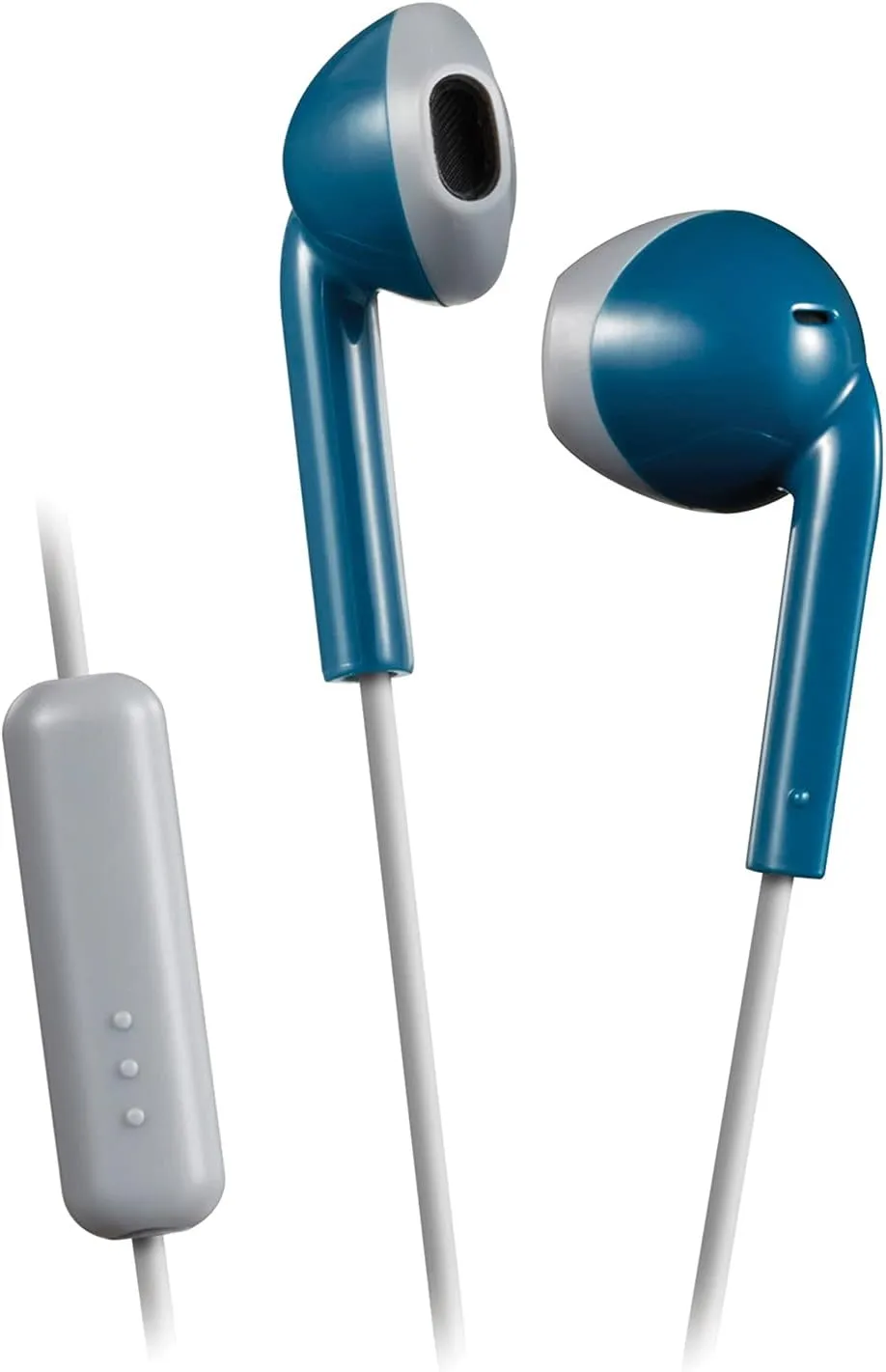 JVC Blue and Grey Sweat and Splash Proof Retro Earbuds with Microphone and Remote HAF19MAH