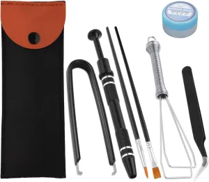 Keyboard Remover Tool Kit-7-Piece Set, Keycap Puller Include 5g Keyboard Lube, Switch Puller, Lubricating Pen, Cleaning Brush, Tweezers, 4-Jaw Gripper, and Key Cap Puller