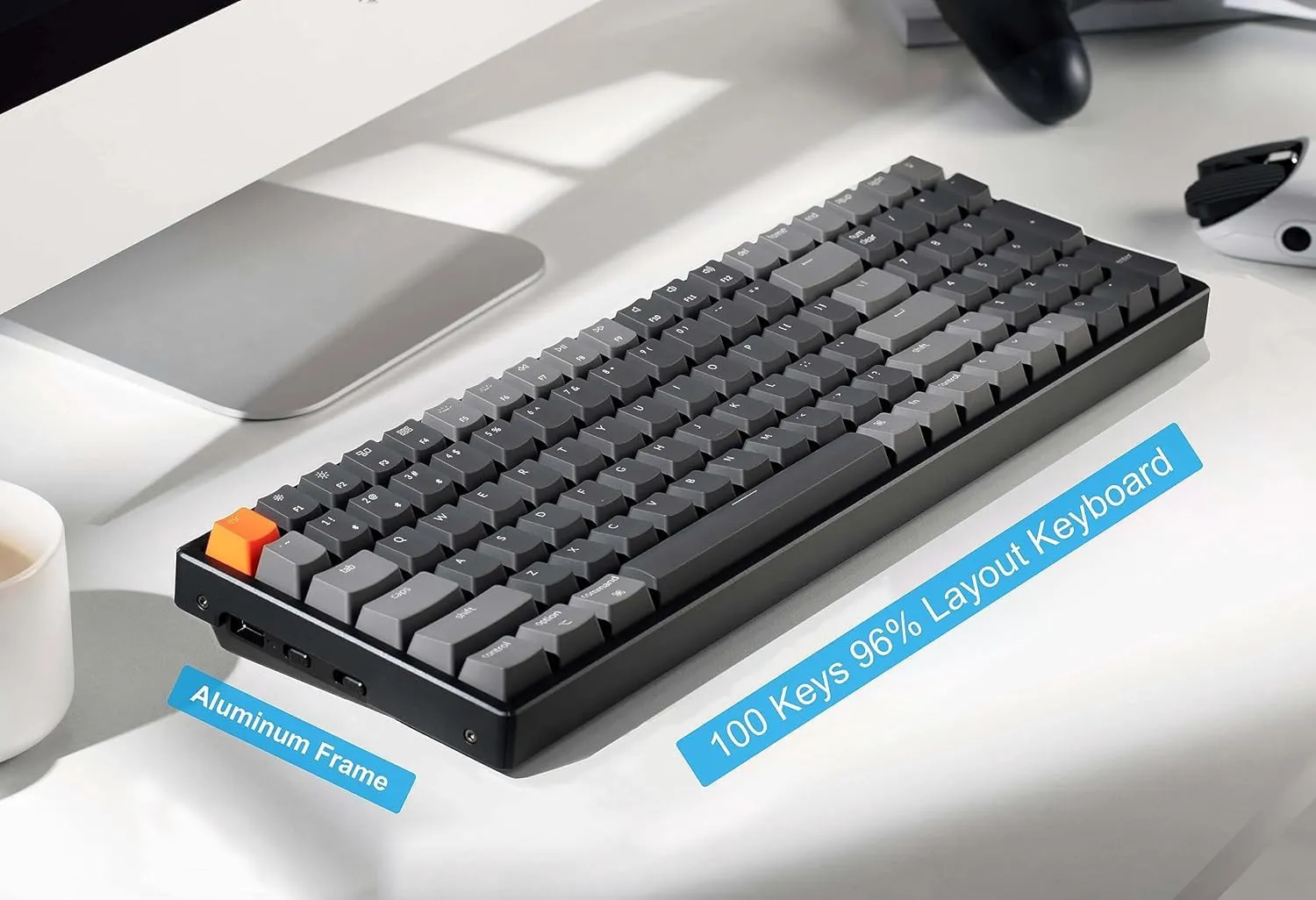 Keychron K4 Bluetooth Wireless Mechanical Keyboard RGB LED Backlit, Hot-swappable Compact 100 Keys USB Wired Computer Gaming Keyboard Aluminum Frame for Mac Windows, Gateron Brown Switch