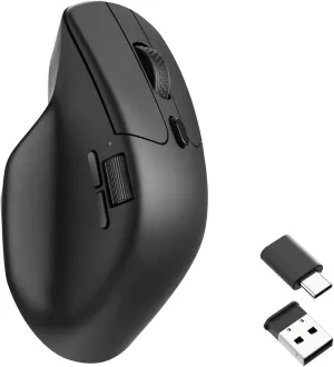 Keychron M6 1000 Hz Wireless Bluetooth 5.1/2.4 GHz/Wired Optical Mouse, Lightweight 78g Programmable PixArt 3395 Sensor with up to 26K DPI/ 650 IPS for Windows Mac Linux - Black