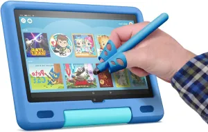 Kid-Friendly Stylus Pen No-Battery for Touch Screen Compatible with iPad/Fire/Kindle/iPhone/Android Tablets and Phones, Universal Capacitive Stylus with Safe Round Soft Tips, Blue