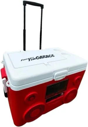 KoolMax Cooler Fireball Tim Garage Limited Edition with Bluetooth Speaker System - Cooler with Speakers - Cool Speakers - Bluetooth Cooler with Speaker - Speaker on Wheels - Cooler Speaker