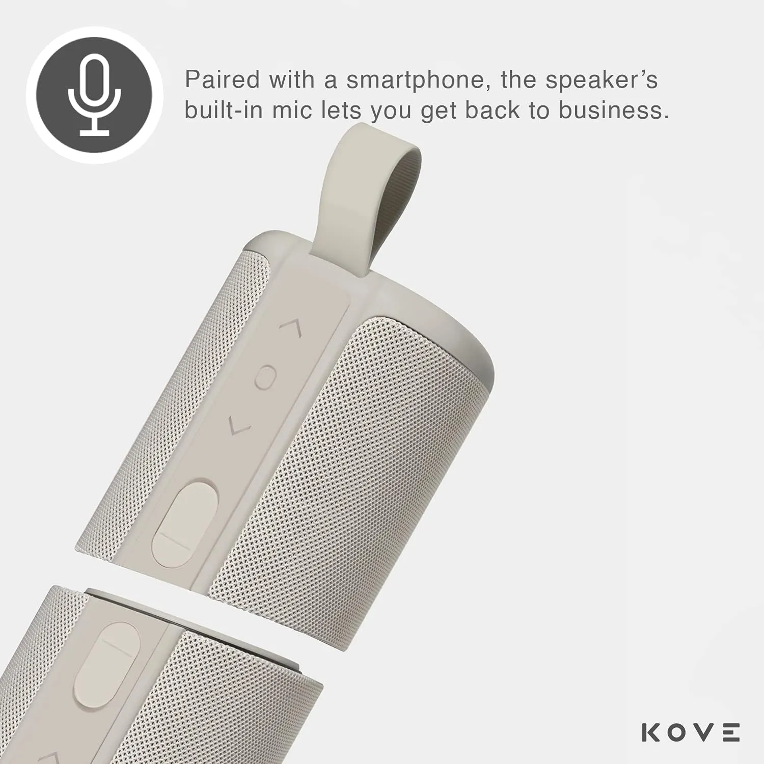 KOVE Commuter 2 Portable Speaker - Stone Bluetooth Speakers, Wireless with HD Louder Volume, Deep Bass Subwoofer, Microphone, IPX7 Water Resistant - Perfect Boom Box for Home, Outdoor or Travel