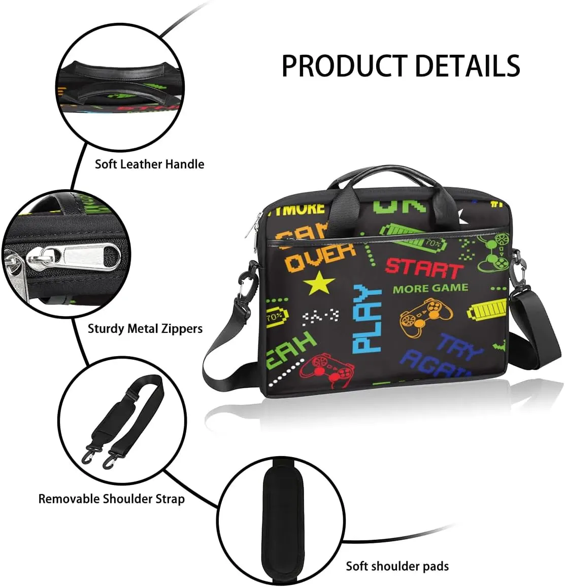Laptop Bag for Women Men, 15.6 inch Messenger Shoulder Bags, Water Resistant Computer Bag Sleeve