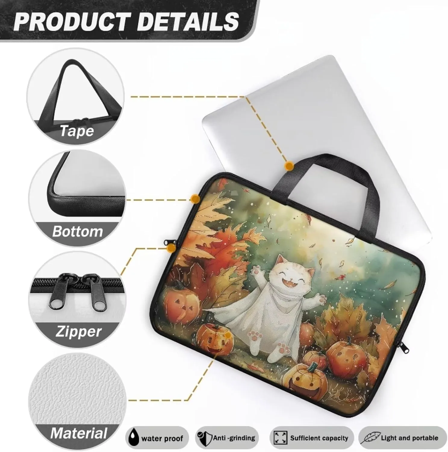 Laptop Sleeve Case Travel Laptop Bag with Handle Shockproof Carrying Briefcase Fashion Print Tablet Bag