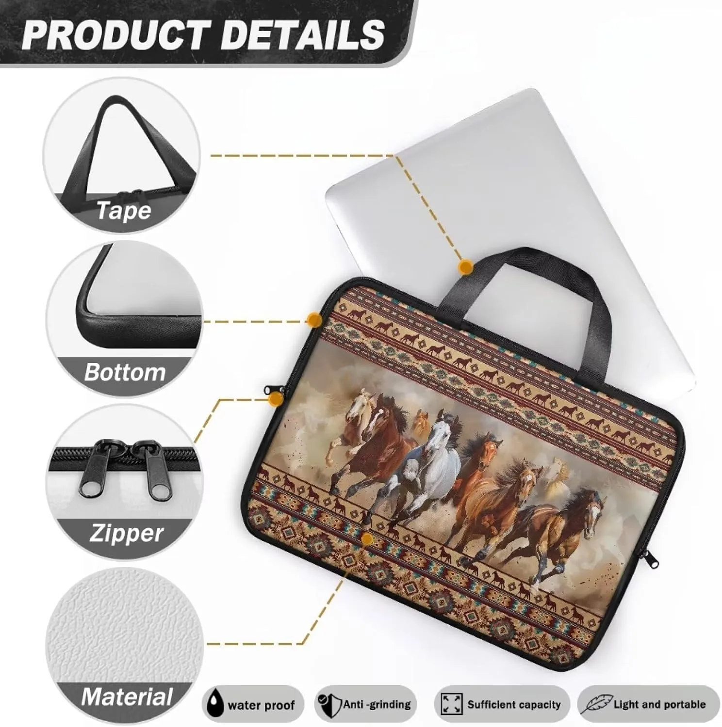 Laptop Sleeve Case Travel Laptop Bag with Handle Shockproof Carrying Briefcase Large Capacity Tablet Bag