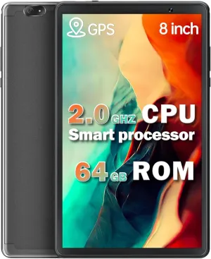 Latest Android 13 Tablet, 8 Inch Tablet Quad-Core 2.0 GHz Processor with 64GB Storage, 1TB Expandable, Dual Auto Focus Camera with Face ID Unlock, GPS, Parental Control, 2.4G & 5G WiFi