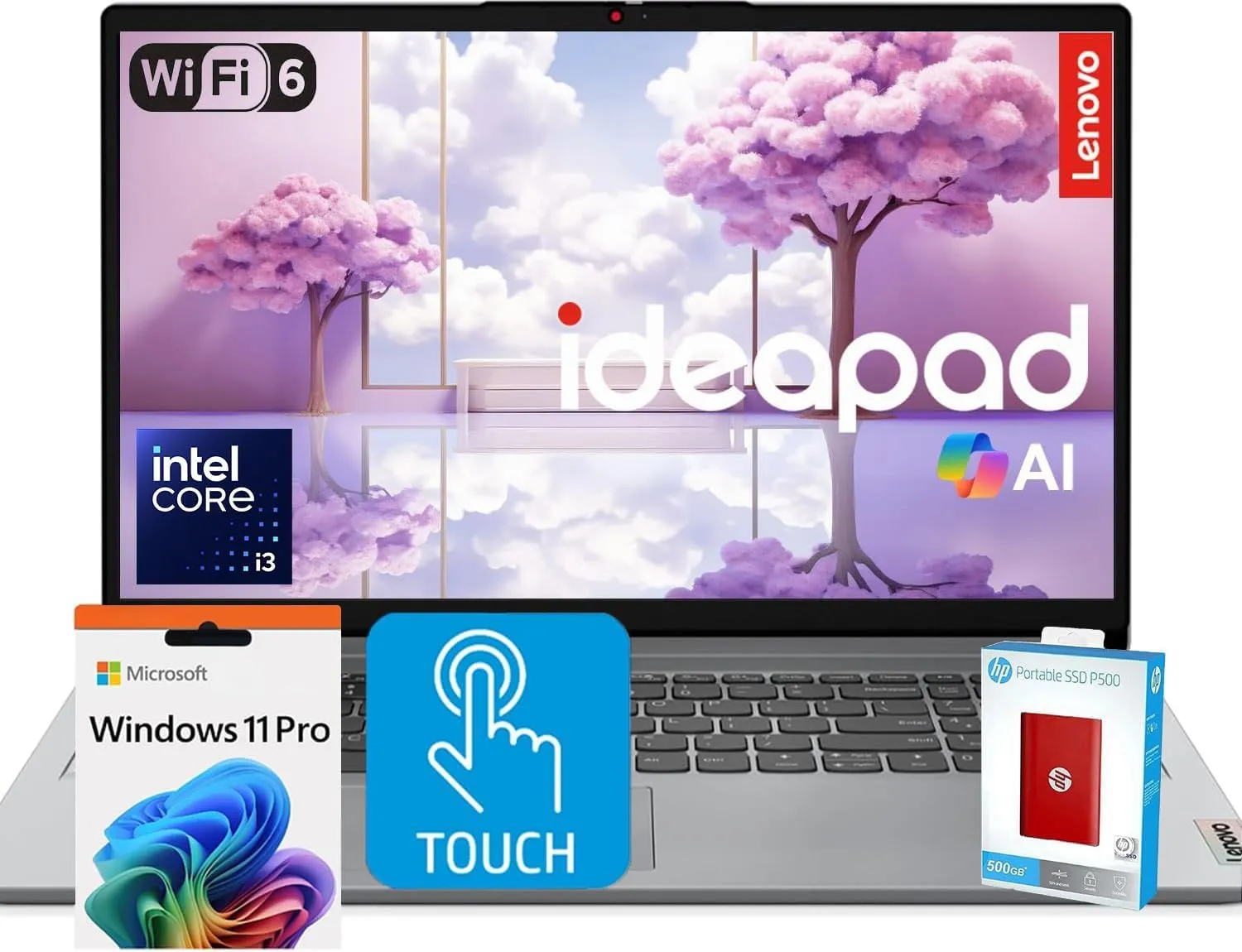 Lenovo IdeaPad Premium Series Laptop  15.6 FHD Touchscreen  Intel Core i3 6-Core Processor  40GB RAM  1.5TB SSD (1TB PCIe SSD withHP P500 512GB Portable SSD)  Copilot & AI Ready  Windows 11 Pro