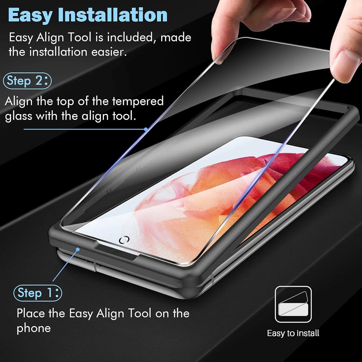 LK 2 Pack Screen Protector Compatible for Samsung Galaxy S21 & 2 Pack Lens Protector with Alignment Frame, [9H] Tempered Glass Screen Protector for Galaxy S21 5G, Scratch-Proof, 6.2-inch, Clear