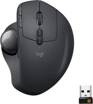 Logitech MX Ergo Wireless Trackball Mouse, Ergonomic Design, Move Content Between 2 Windows and Apple Mac Computers (Bluetooth or USB), Rechargeable