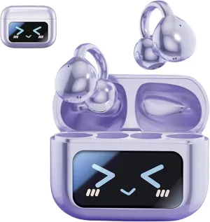 M100 Clip On Ear Headphones with Audio-Visual Future Touch Screen, Audio Wireless Headphones for Music & Phone Calls,Sport Waterproof 8. Sweatproof (Purple)