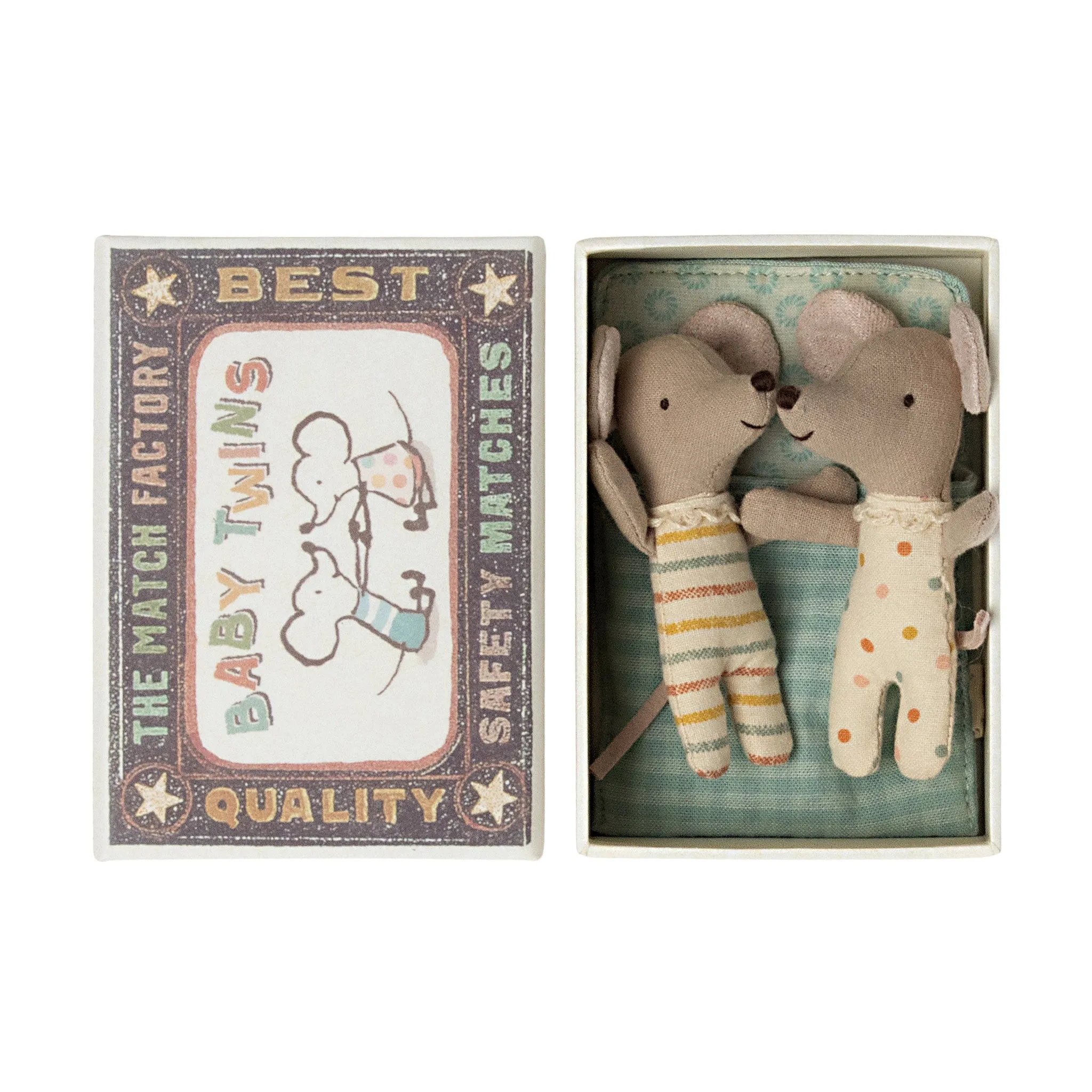 Maileg Twin Baby Mice in Matchbox Soft Toy