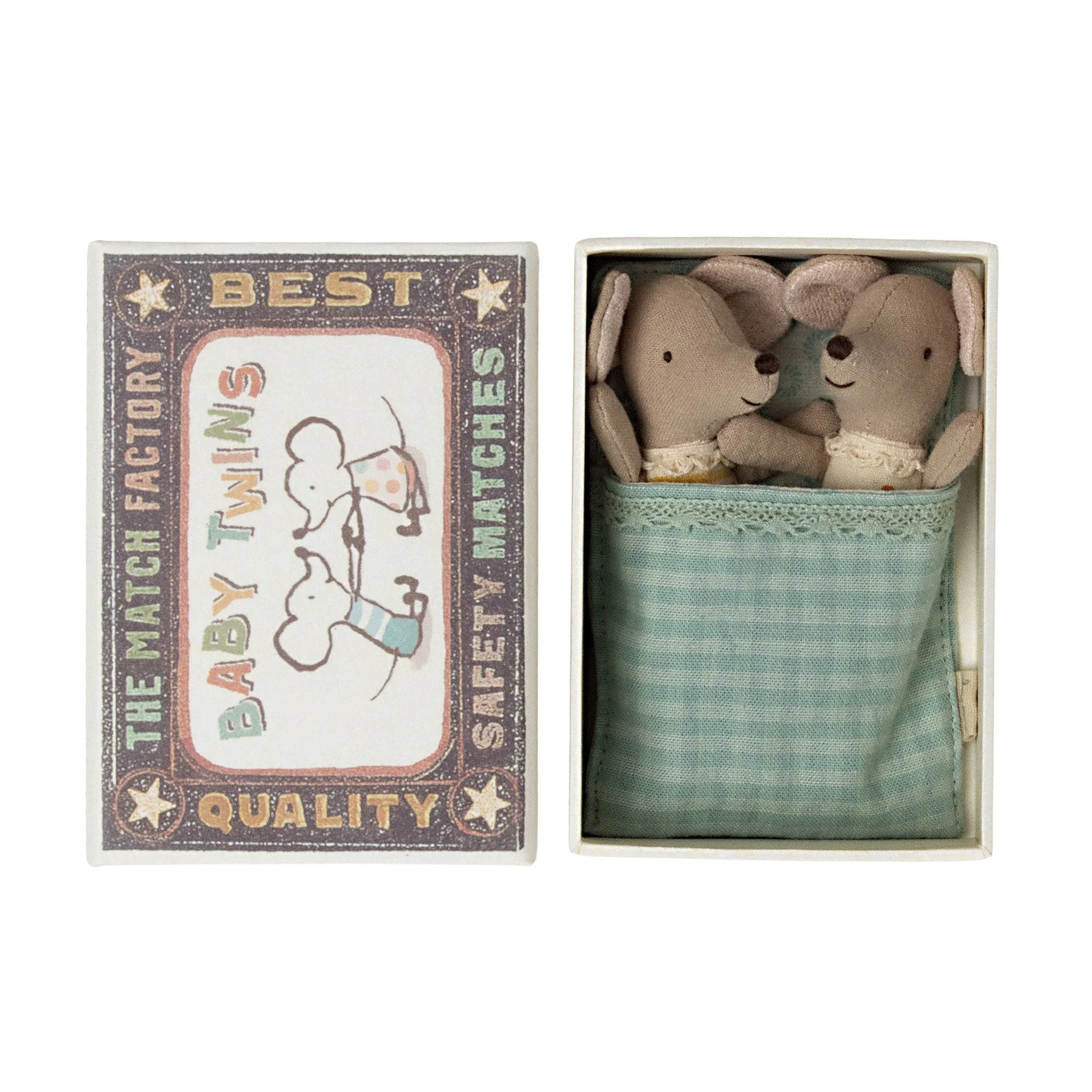 Maileg Twin Baby Mice in Matchbox Soft Toy