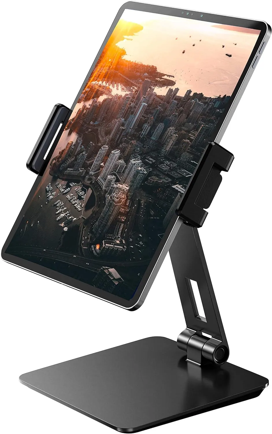 Maxonar iPad Stand Holder, Heavy-Duty Aluminum Alloy Tablet Stand, 360 Swivel Foldable iPad Pro Air Charging Stand Holder for Desk Bed Store POS Showcase Reception Kitchen Office (6-13''), Grey