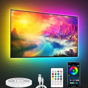 maylit ICRGB LED Lights for TV 24-43 Inch, 9.8FT RGB Monitor Backlight for Gaming Accessories, USB Powered Gamer Desk Setup Stuff Decorations, Game LED Strip Lights for Room Bedroom House Home Decor
