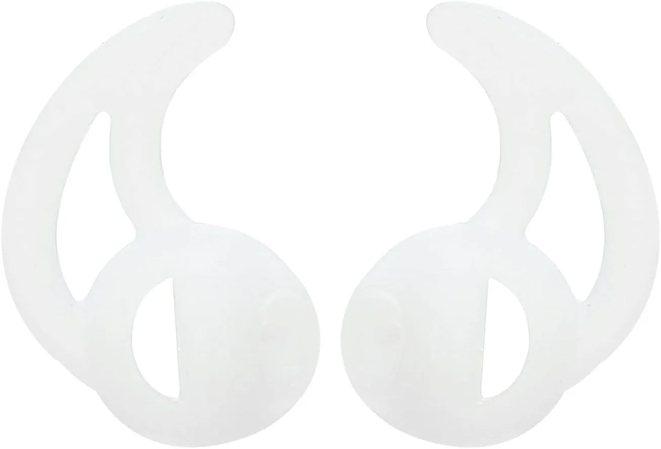 MECCANIXITY Silicone Fin Earbuds for Two Way Radio Earpiece Replacement Earbuds Tips for Coil Tube Headset (2 Pair Fin Small), White Pack of 2