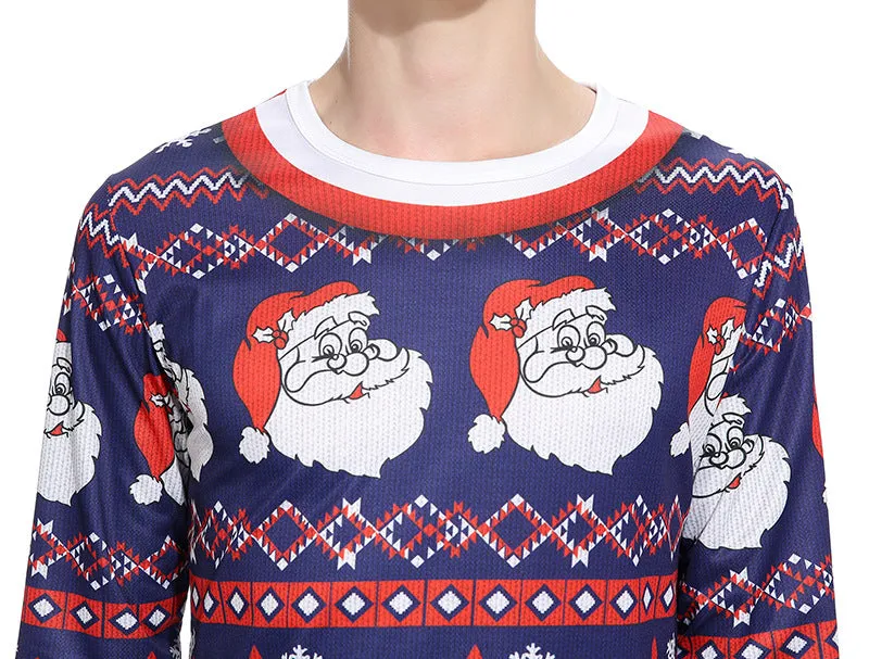 Men Crewneck Christmas Prints Long Sleeves T-Shirt
