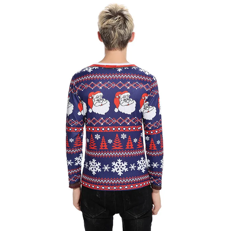 Men Crewneck Christmas Prints Long Sleeves T-Shirt