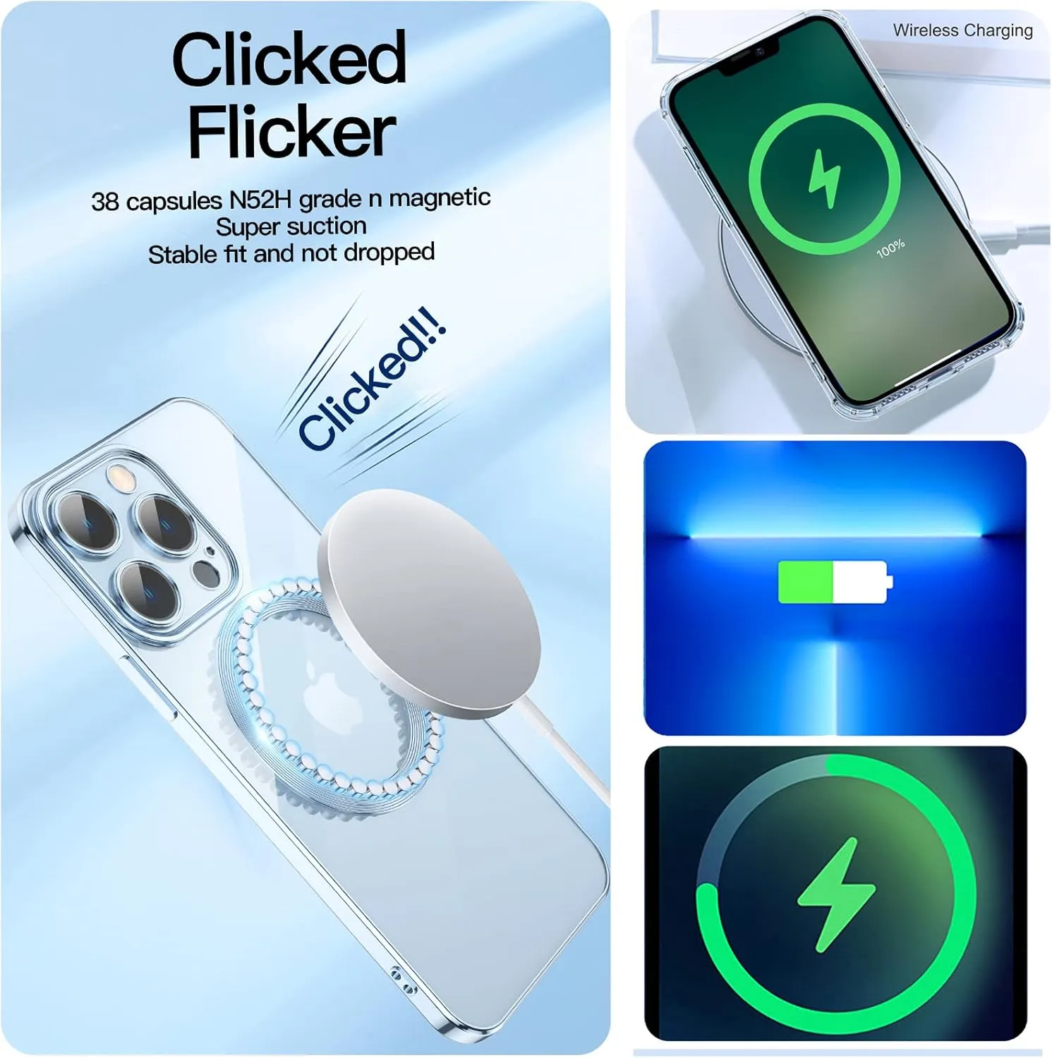 MGQILING Compatible with iPhone 13 Magnetic Glitter Case, Luxury Plating Cute Bling Clear Phone Case, Compatible with MagSafe for Women Girls with Camera Protector Back Cover - Silver