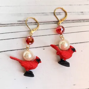 Miniature Candace the Cardinal Earrings