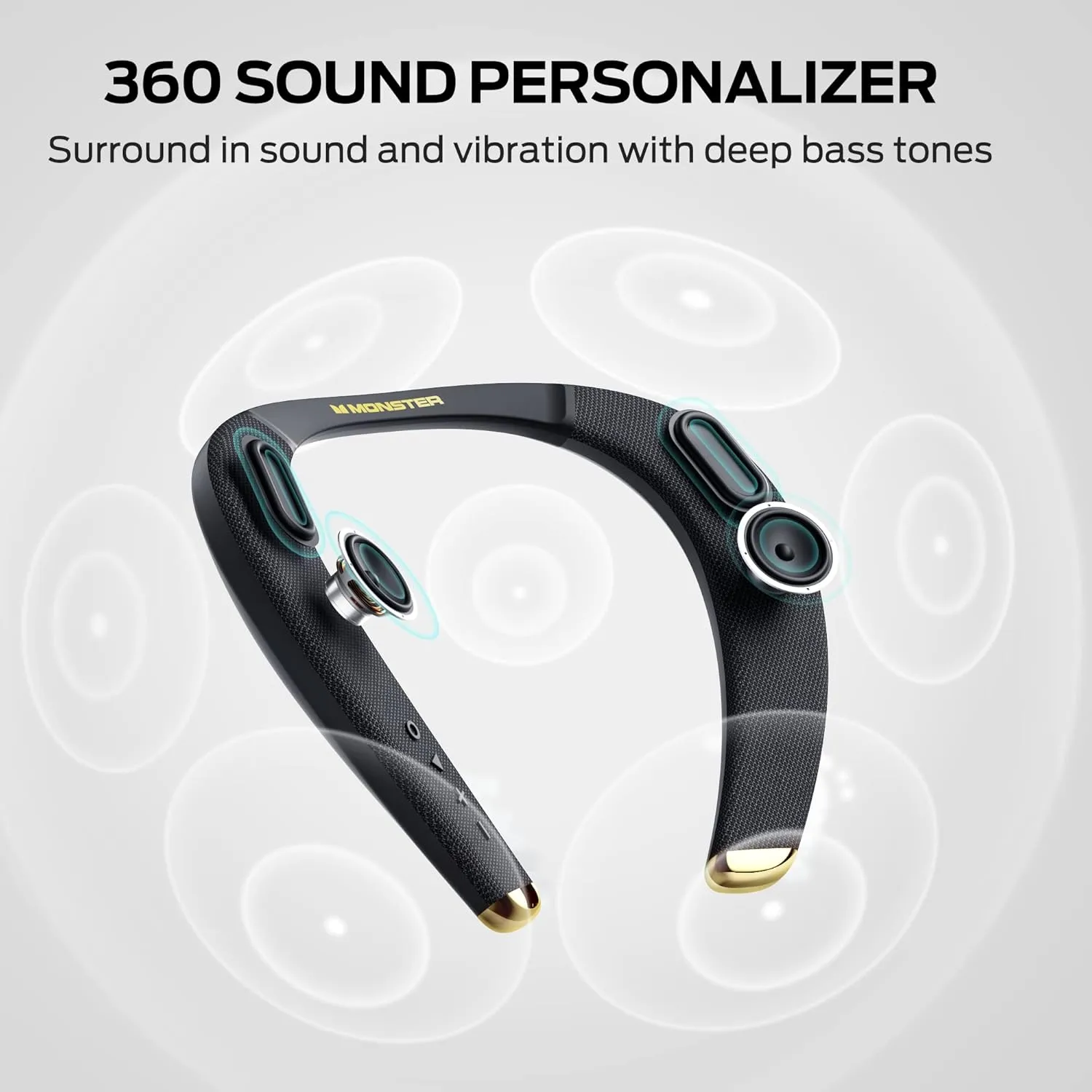 Monster Boomerang Petite Neckband Bluetooth Speakers, Neck Speaker with 15H Playtime, aptX High Fidelity 3D Stereo Sound, Low Latency, Built-in Mic, IPX5 Waterproof Wearable for Home Outdoor
