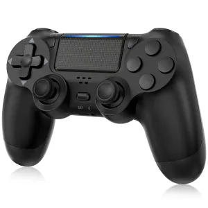 MOOGOLE Wireless Controller Compatible with PS4, with Vibration Feedback/Motion Sensing/Touchpad/Light Bar/Speaker/3.5mm Headphone Jack/Share (Black)