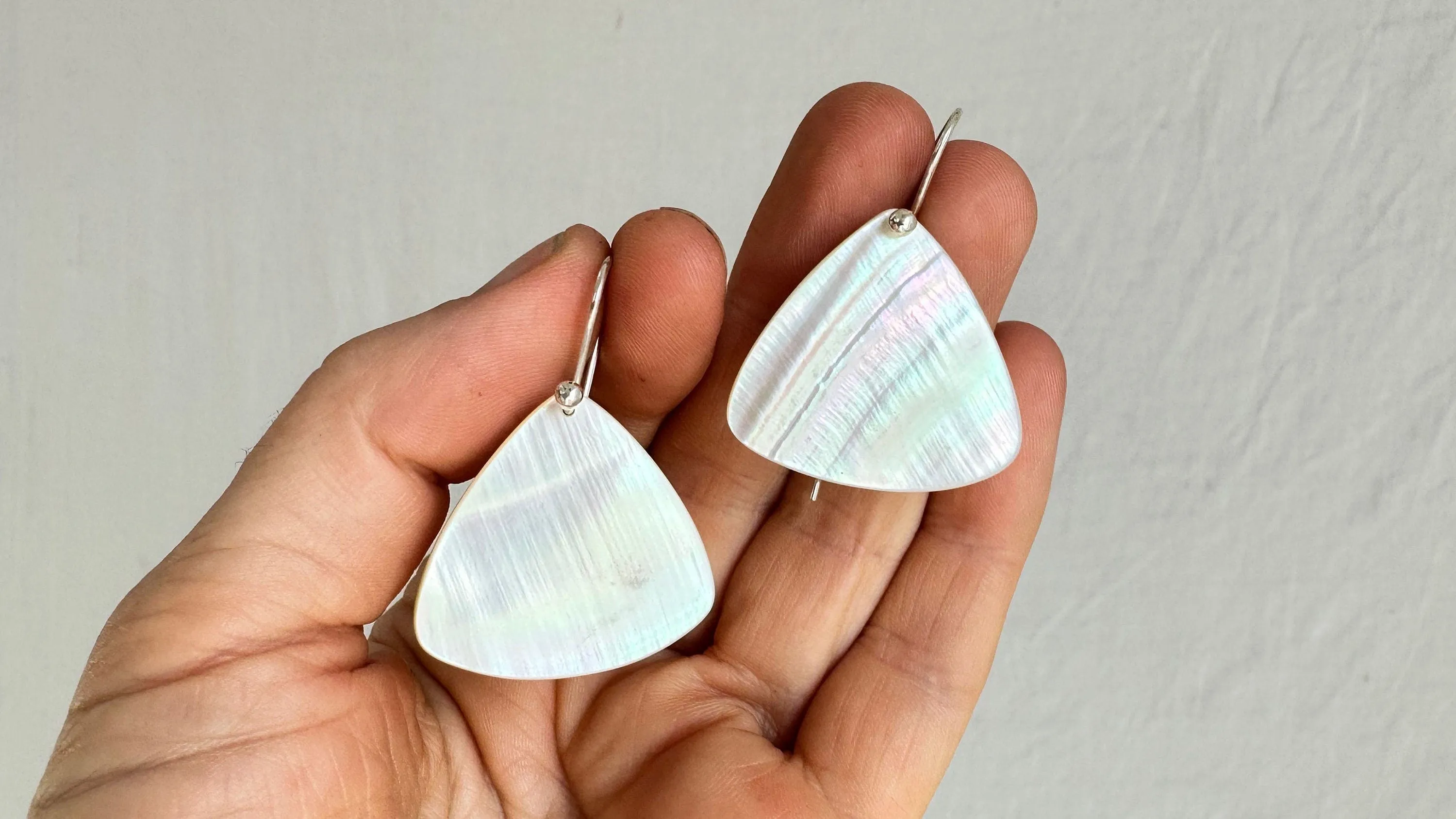 Mother of Pearl Earrings. Sterling Silver. 2061