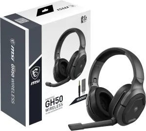 MSI Immerse GH50 Wireless Gaming Headset  22 Hr Battery Life, 50mm Neodymium Drivers, Detachable Omnidirectional Mic, Lightweight Comfort, Cross Platform Connectivity