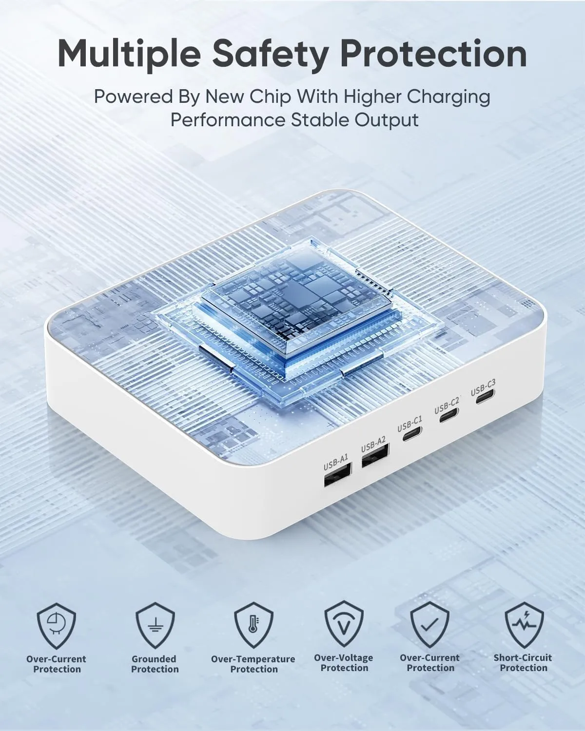 MSTJRY USB C Charging Station for Multiple Devices : 90W 5 Ports Multi Fast Charger for iPhone iPad Tablets Phone Airpods - Charging Dock Organizer with Adjustable Dividers for Home Office Classroom