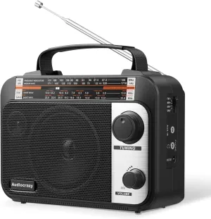 Multi-Band AM/FM/SW1-2 Radio Transistor Radio AC or Battery Operated with Best Reception Big Speaker and Precise Tuning Knob with AUX in & 3.5mm Earphone Jack